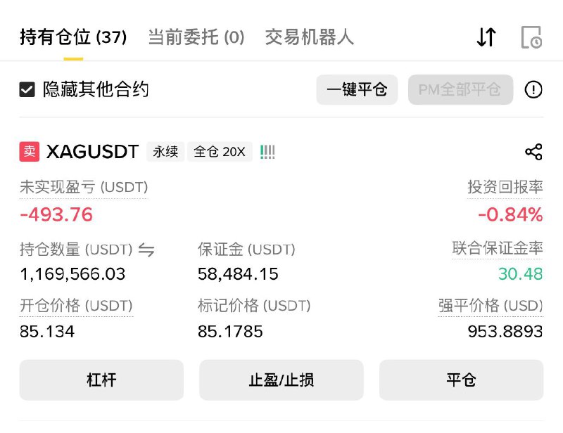 我目前持有350万美元的SLV etf已经在币安合约上做空了116万XAG对冲还有的打算拿到明天美股开盘时段了